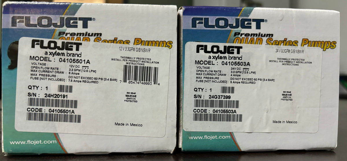Flojet 3.3 GPM 50 PSI Water Pump Model 4105 - 12 VDC or 24 VDC