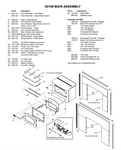 Technical diagram and parts list for H2100 Main Assembly with component illustrations.