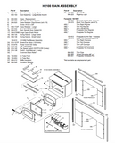 Technical diagram and parts list for H2100 Main Assembly with component illustrations.