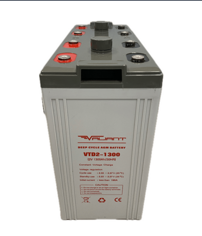 Valiant VTD2-1300 Deep Cycle AGM 2 volt 1300 amp hour battery