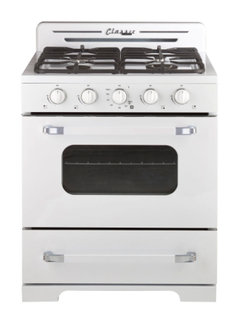 UGP-30CR OF1 W Classic Retro by Unique 30” Off-Grid Propane Range (Battery Ignition)